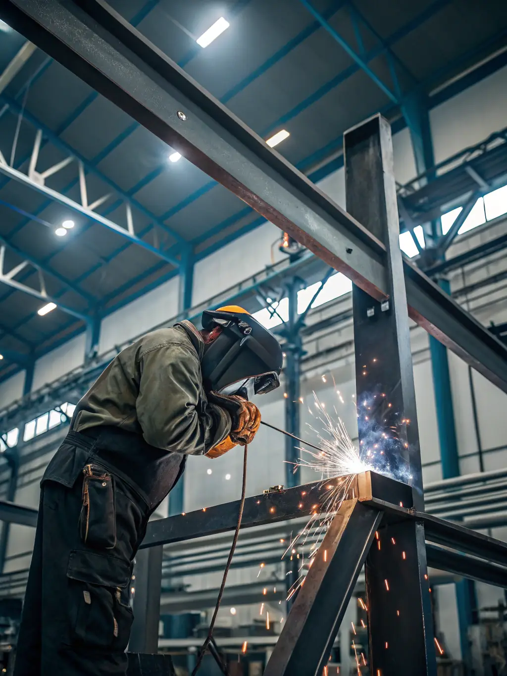 A close-up shot of a technician expertly welding a car frame, showcasing precision and expertise in structural repairs at Roadster Collision.